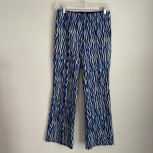 Maeve The Margot Cropped Kick Flare Pants Wavy Blue Stripe Motif